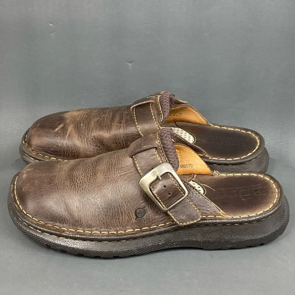 Born Brown Leather Clogs/Mules Men’s size 9